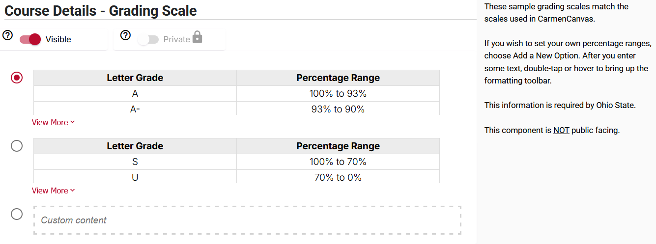 Grading scale panel