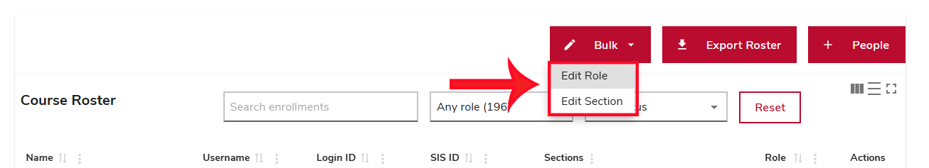 Aegis Bulk Role Change or Edit Sections options