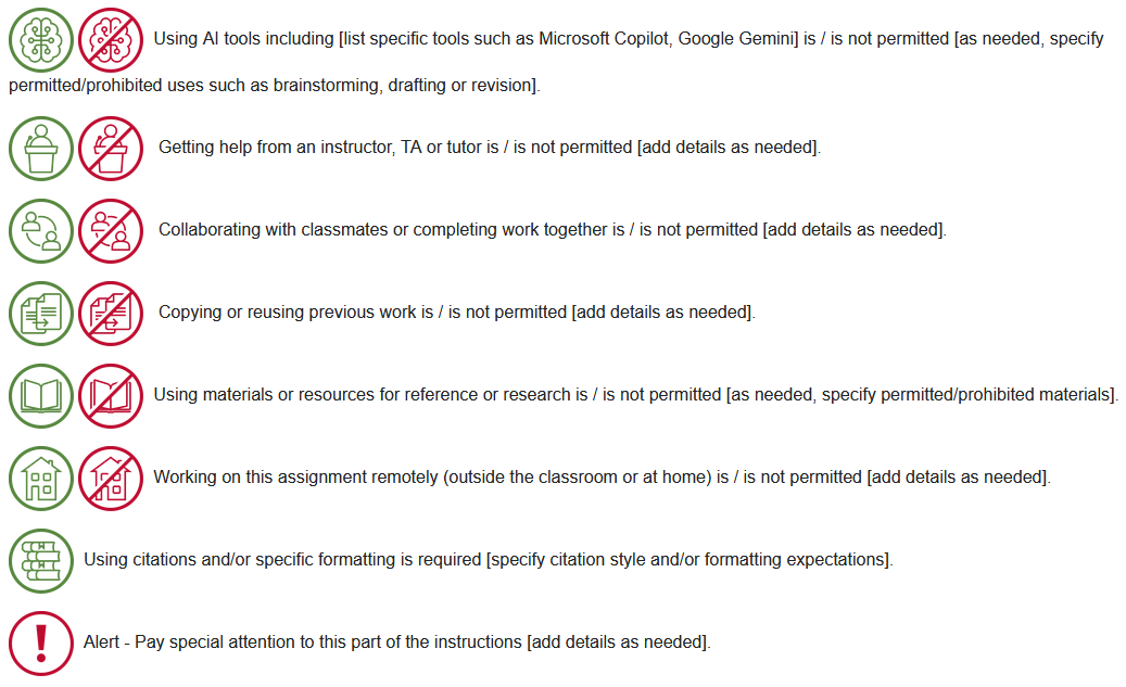 icons with descriptions 