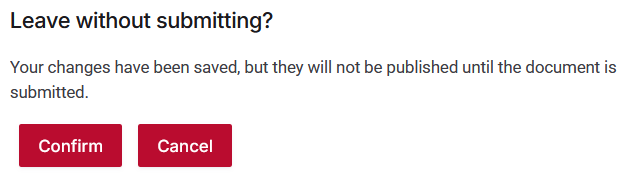 leave without submitting warning panel