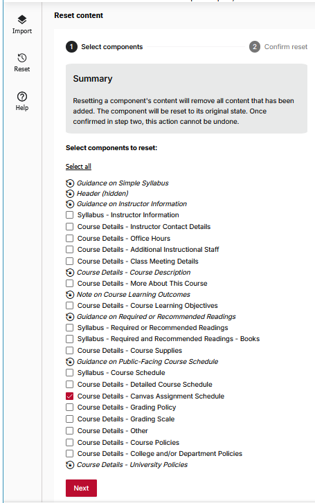 reset button options
