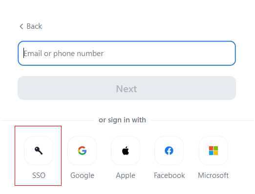 SSO button in CarmenZoom