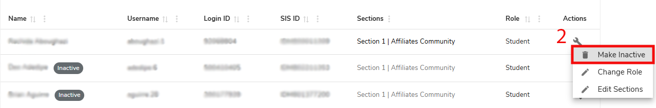 Make inactive button, highlighted, under the action button drop-down menu