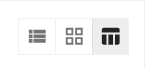 The three types of view buttons, showing: List, Card, and Table view buttons, from left to right