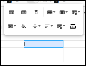 One cell selected in the table creation interface of Simple Syllabus, allowing you to show the tools that allow table customization
