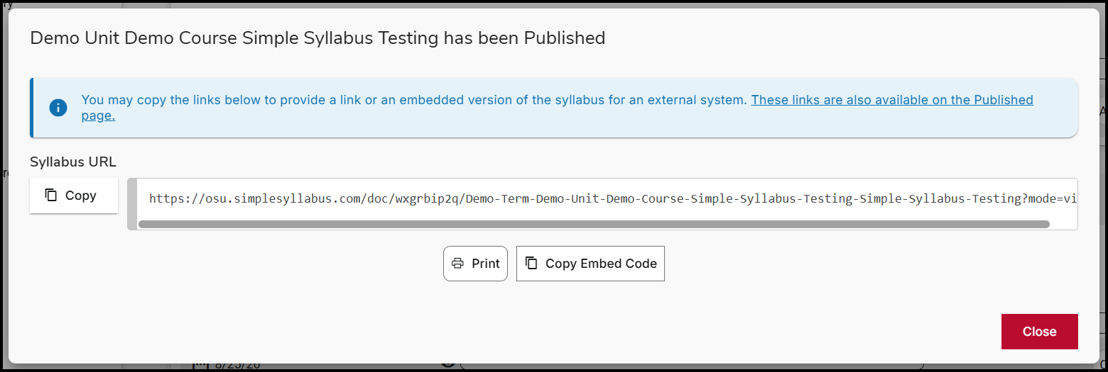 Copy link to share simple syllabus