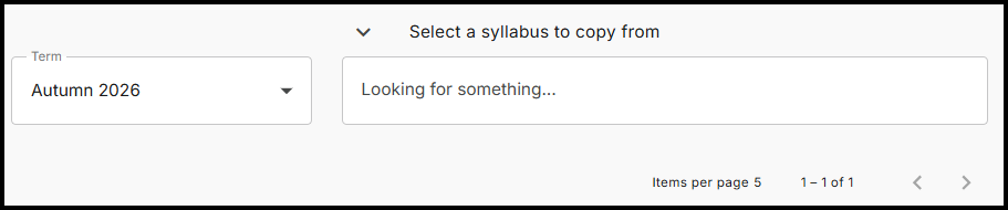 Select a Syllabus to copy from, in Simple Syllabus