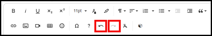 Undo and Redo buttons, in Simple Syllabus, highlighted.