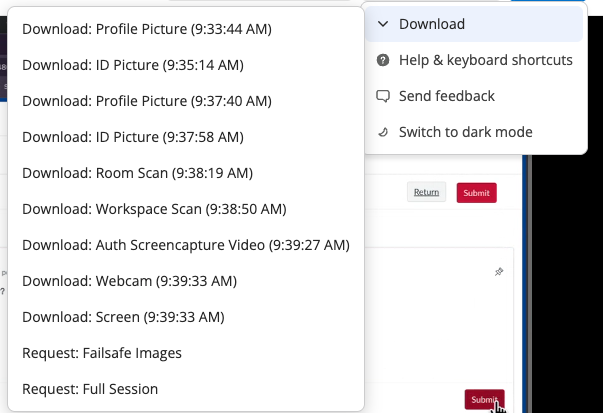 Download menu