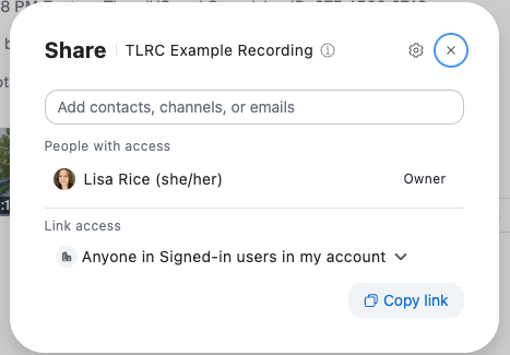Sharing recording options