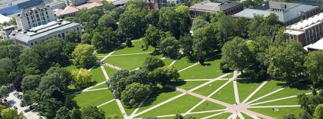Aerial view of the Ohio State Columbus campus.