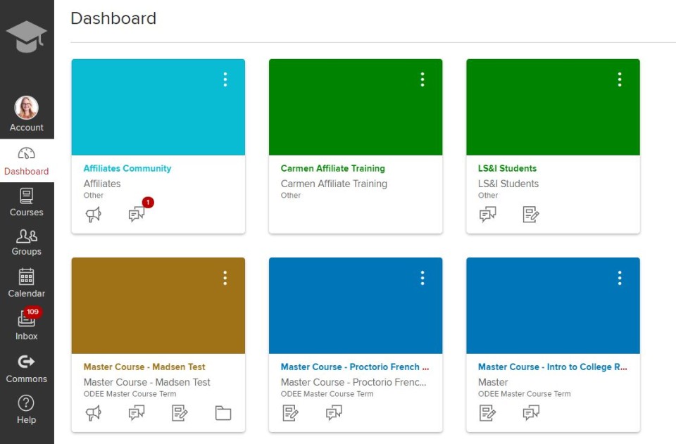 Carmen card view dashboard