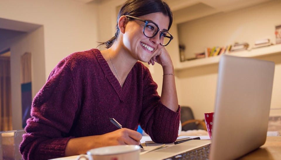 Woman using laptop