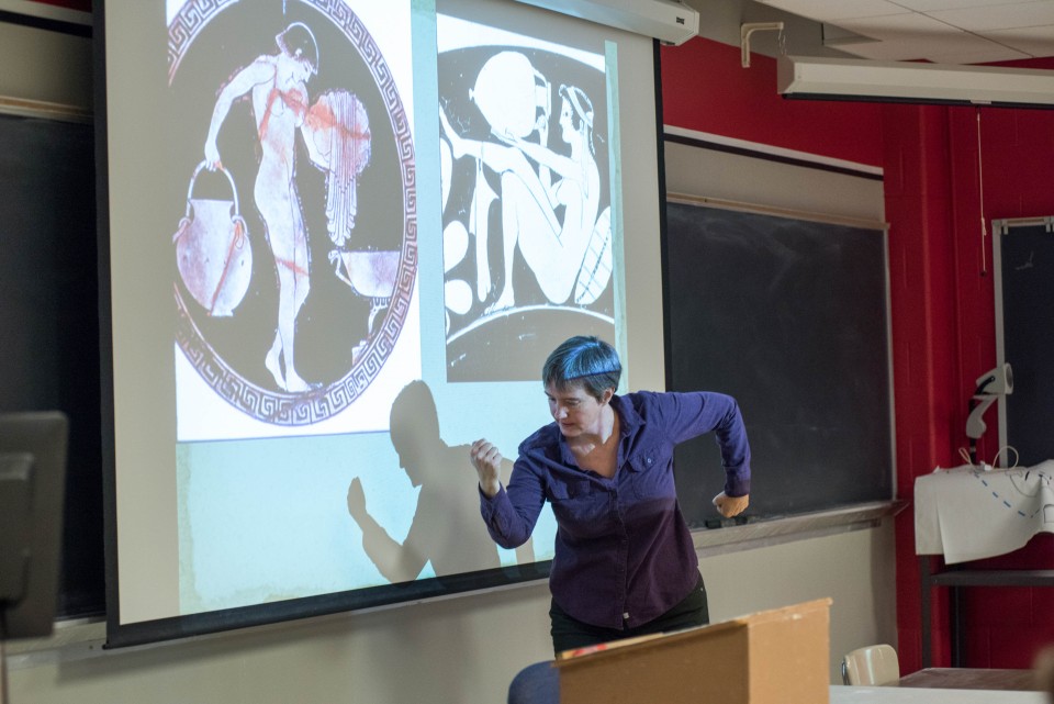 Art History class displaying ancient art images
