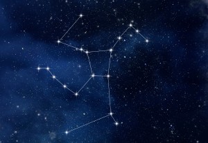 An image of a constellation with each star in the constellation connected by a line.