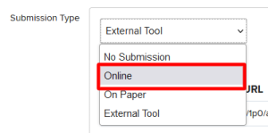 Select Online submission type
